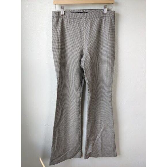 Karen Kane Womens Size Medium Flare Leg Pants Black White Houndstooth Pull On - Picture 2 of 6